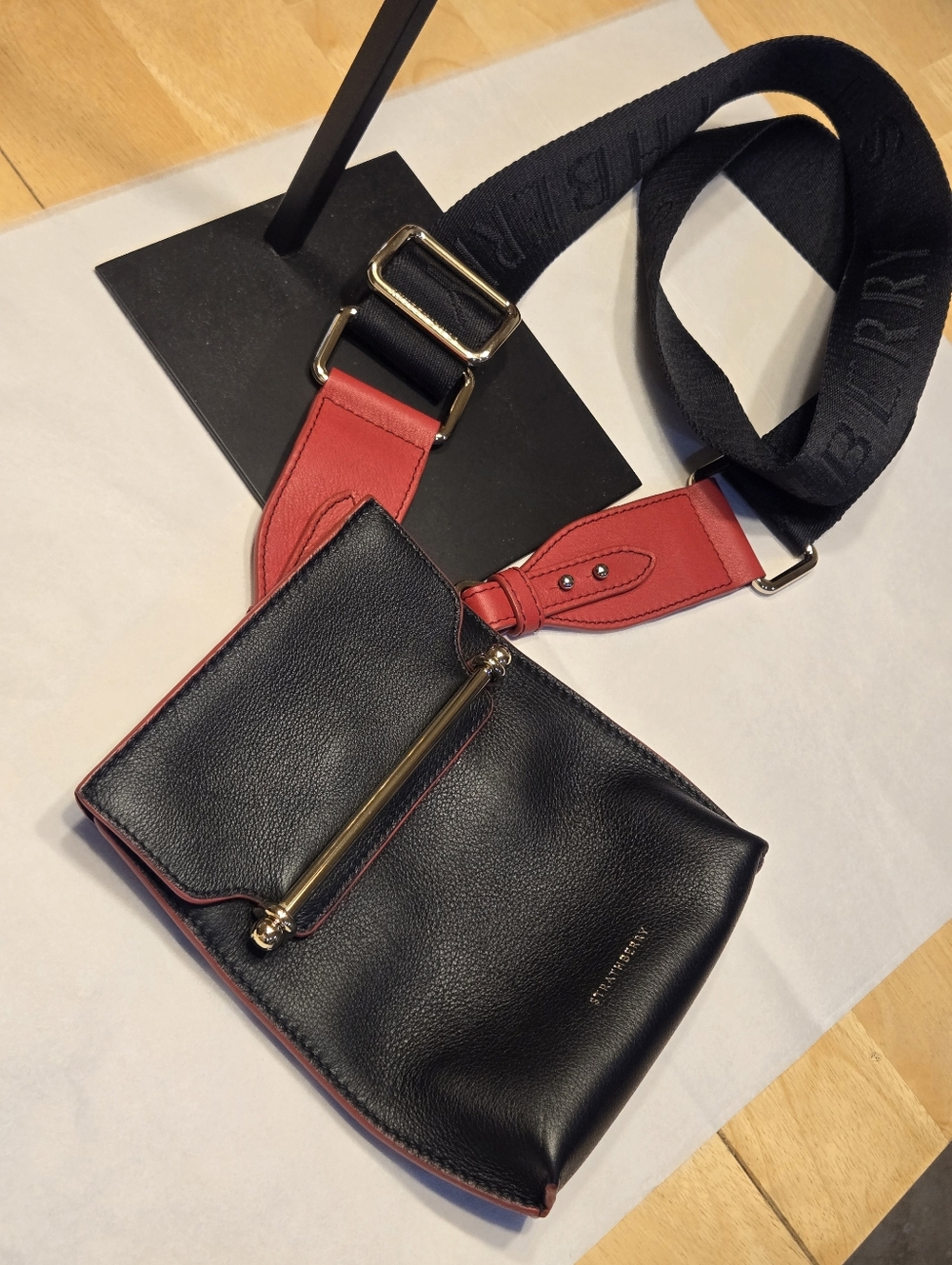Strathberry North/South Stylist Calfskin Leather Crossbody Bag - Picture 15 of 16